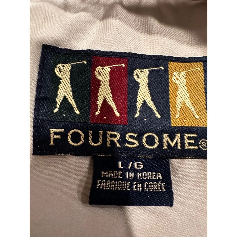 Vintage Walt Disney Golf Windbreaker Foursome V-Neck Pullover Tan Khaki Mens L